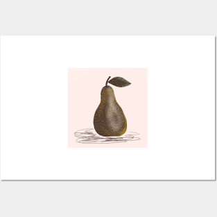 Study of still life pear and leaf in digital shading Posters and Art